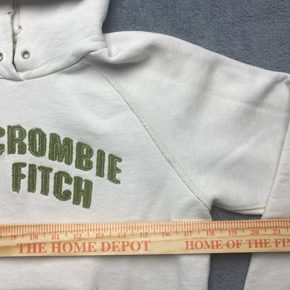 Abercrombie and Fitch Hoodie Womens Large Vintage White Green Logo Spellout - Picture 3 of 6